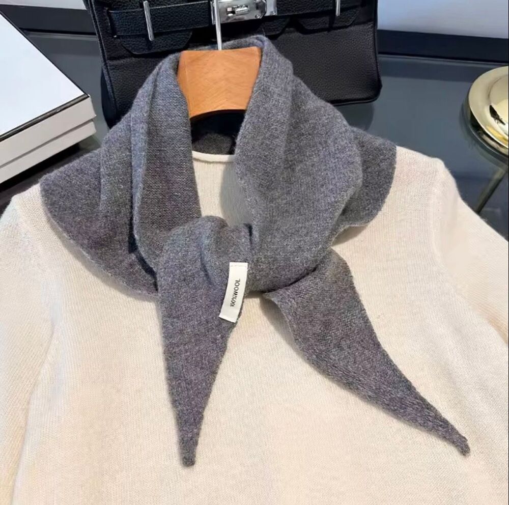 100% Wool Winter Scarf  Women’s Warm  Shawl Wrap Gray 42”x25”x25”
